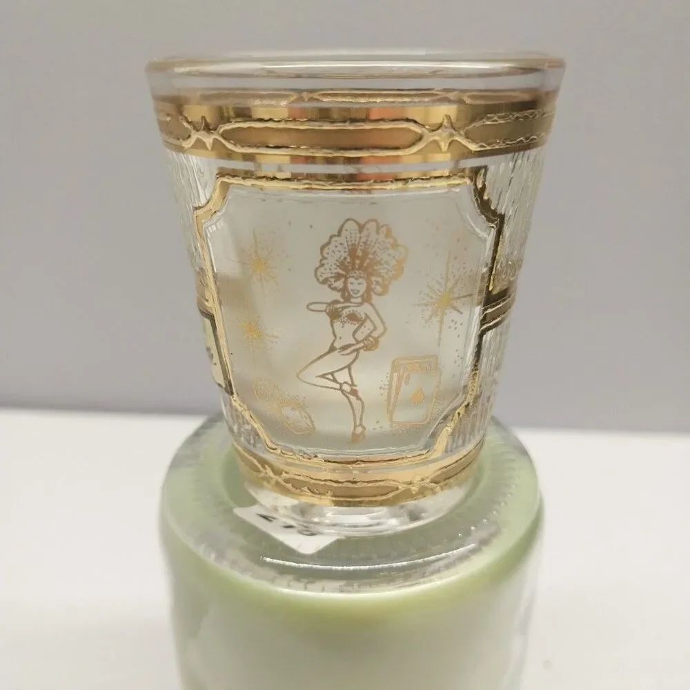 Vintage Culver Las Vegas Shot Glass 22k Gold Foil USA Textured Barware